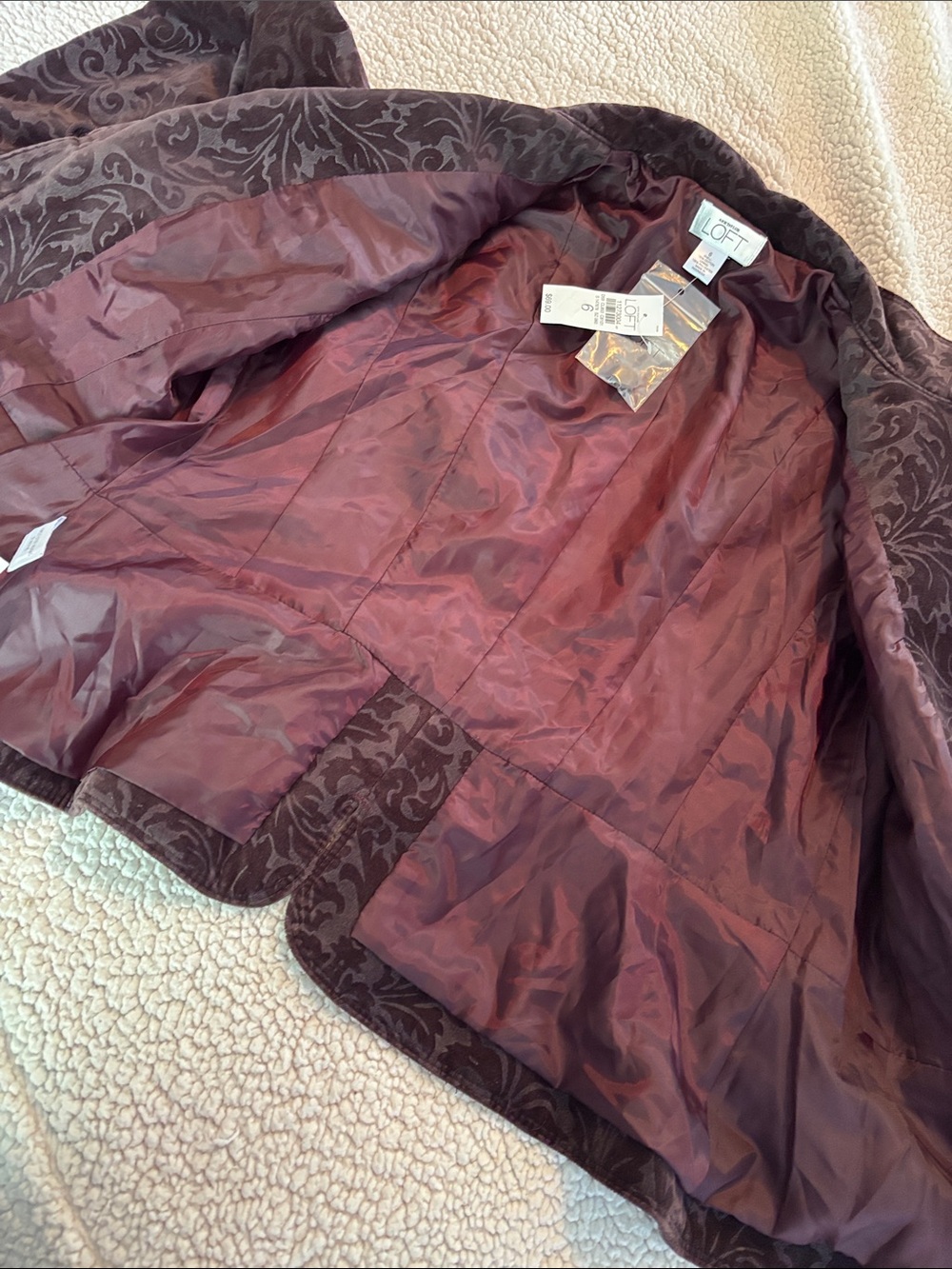 NWT Ann Taylor LOFT deep purple velvet embossed blazer * sz 6 - Picture 2 of 16